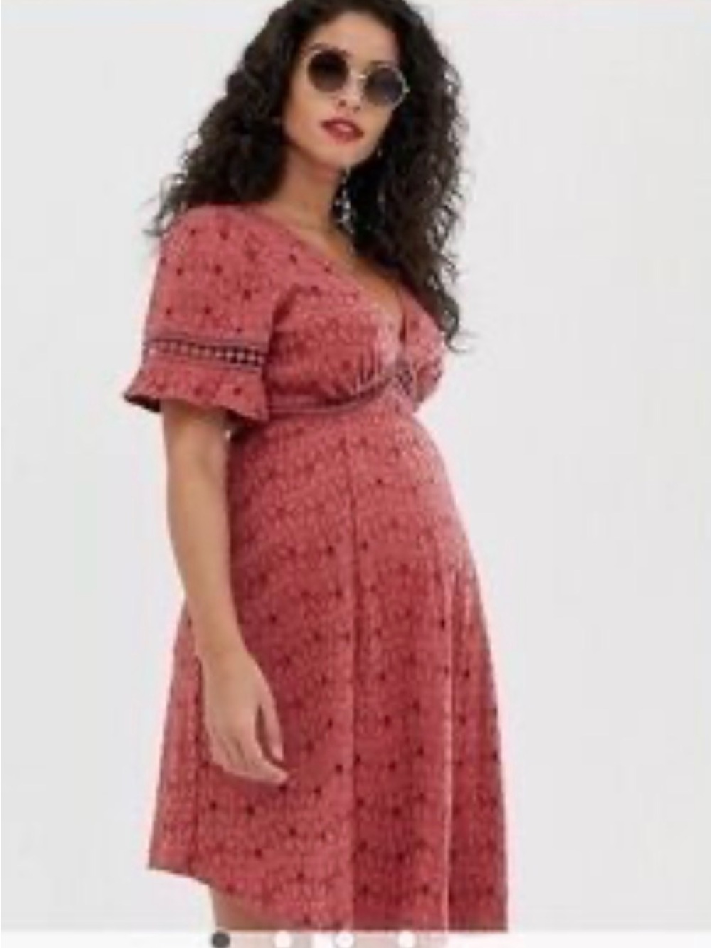 ASOS Terra Cotta Eyelet Empire-Waist Midi Maternity Dress